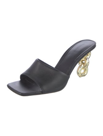 Cult Gaia Leather Chain-Link Accents Slides