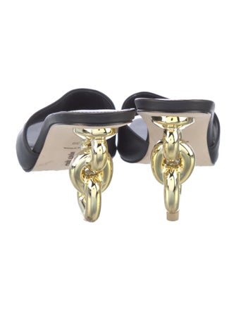 Cult Gaia Leather Chain-Link Accents Slides