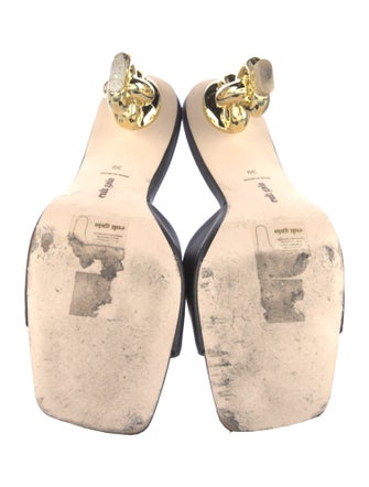 Cult Gaia Leather Chain-Link Accents Slides