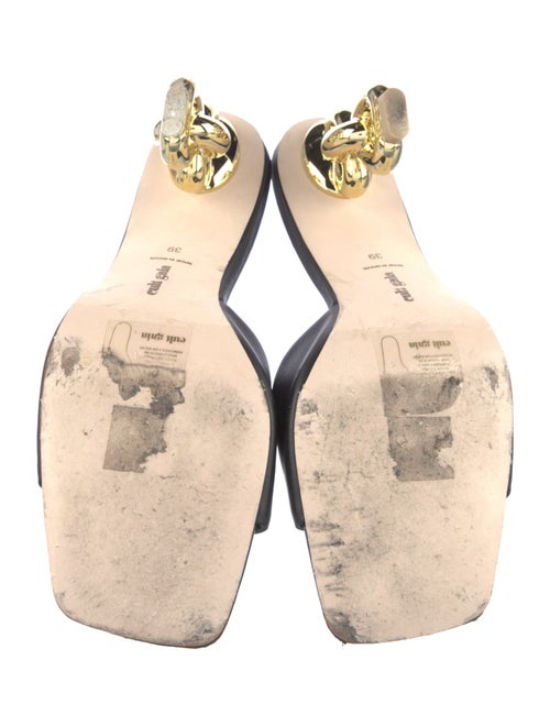 Cult Gaia Leather Chain-Link Accents Slides