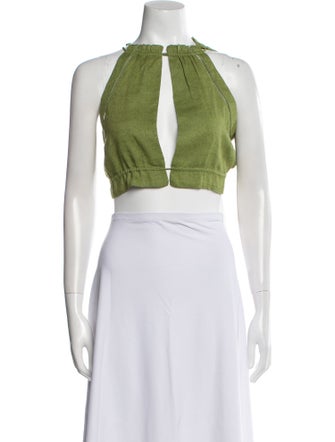 Cult Gaia Silk Halterneck Crop Top