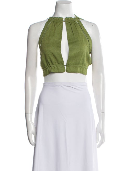 Cult Gaia Silk Halterneck Crop Top