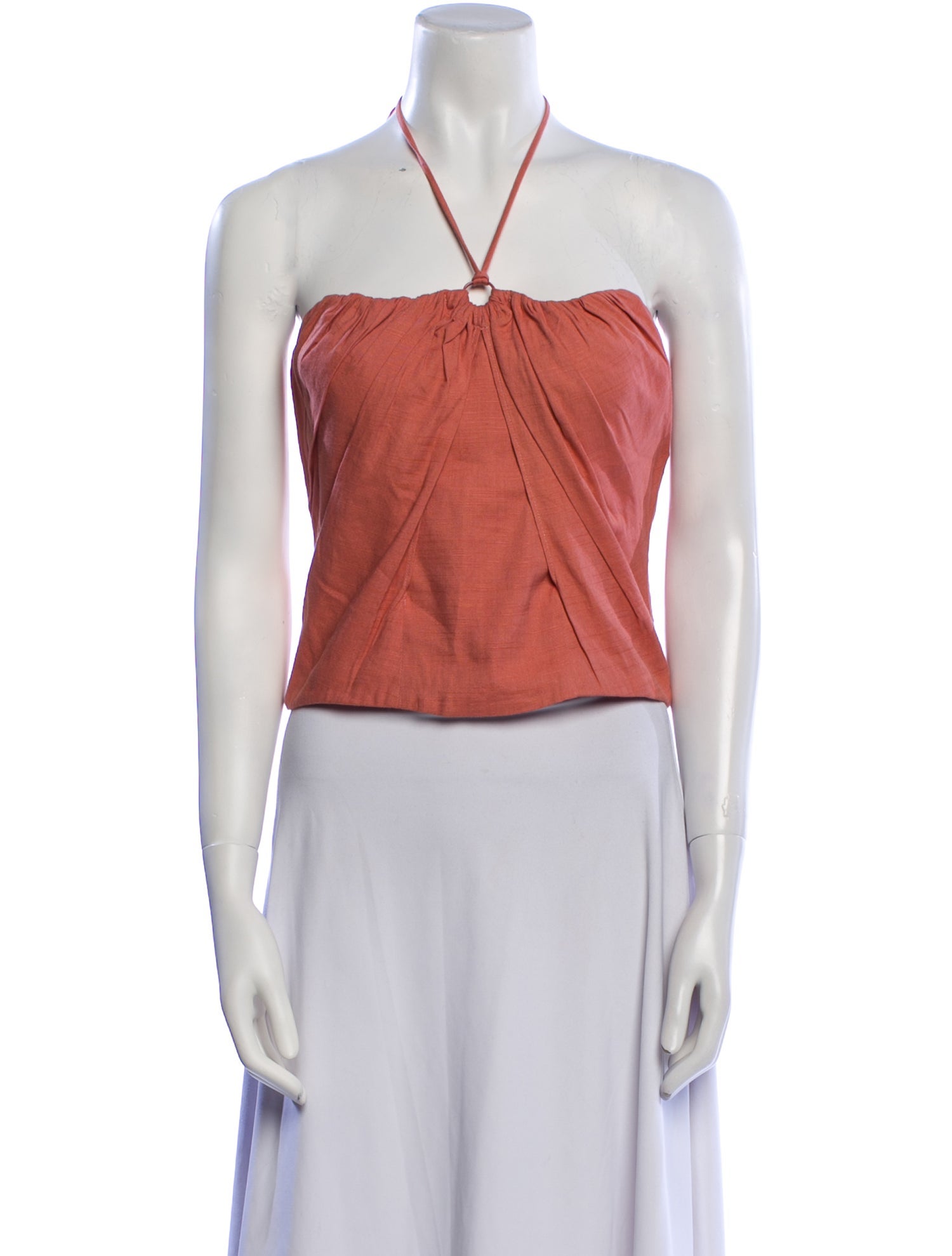 Cult Gaia Linen Halterneck Crop Top