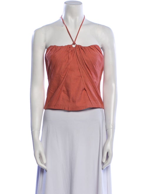 Cult Gaia Linen Halterneck Crop Top