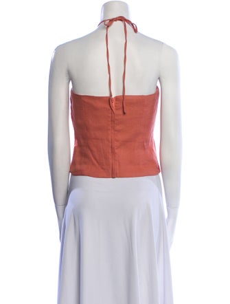 Cult Gaia Linen Halterneck Crop Top