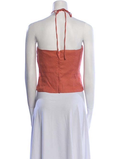 Cult Gaia Linen Halterneck Crop Top