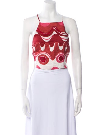 Cult Gaia Printed Square Neckline Crop Top