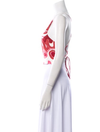 Cult Gaia Printed Square Neckline Crop Top