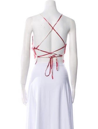 Cult Gaia Printed Square Neckline Crop Top