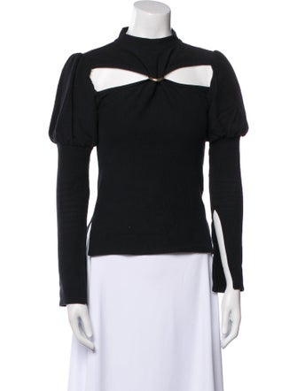 Cult Gaia Mock Neck Three-Quarter Sleeve Top