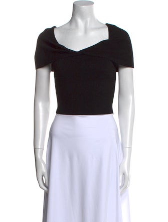 Cult Gaia V-Neck Short Sleeve Crop Top