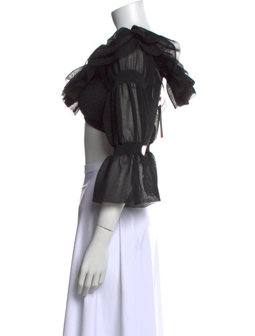 Cult Gaia Scoop Neck Three-Quarter Sleeve Crop Top