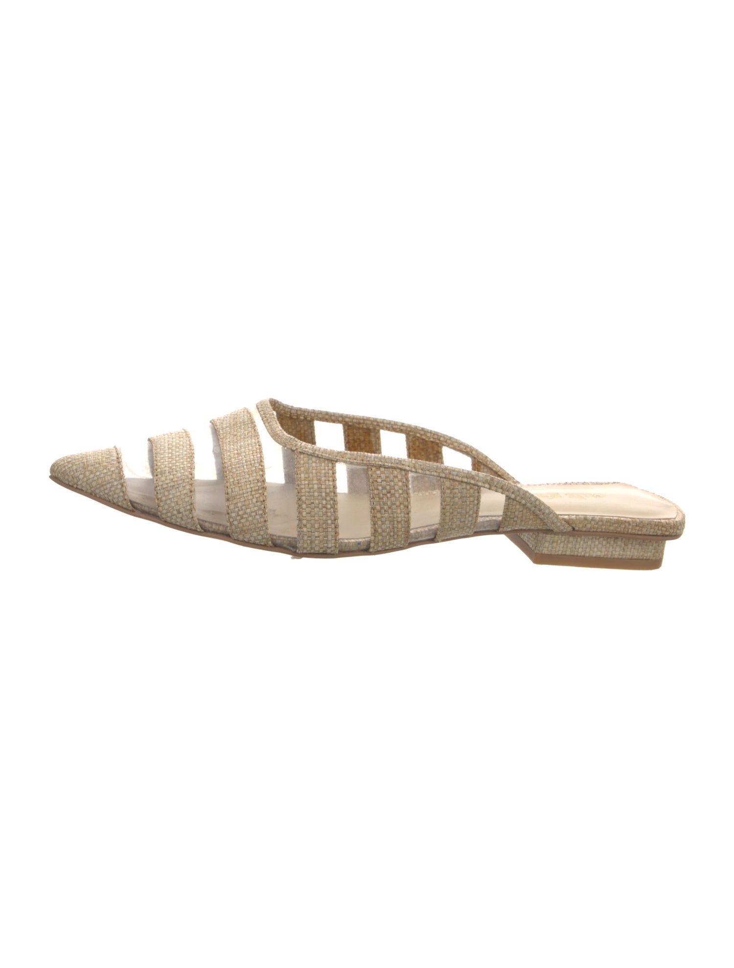 Cult Gaia Raffia Leather Trim Embellishment Slides