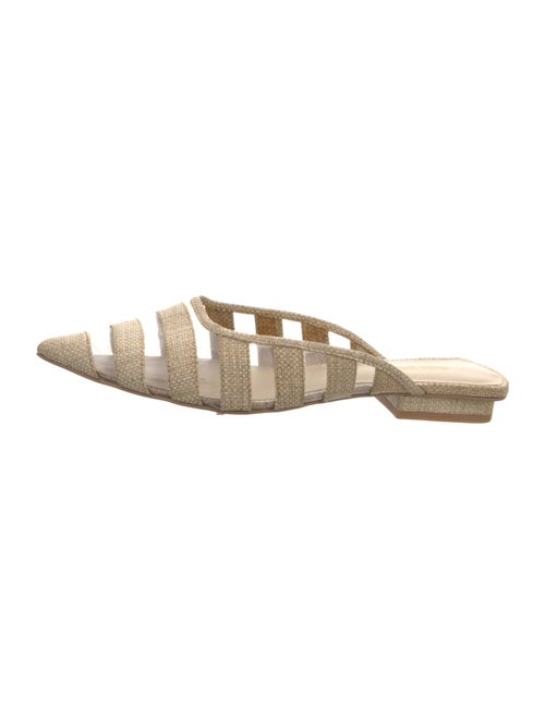 Cult Gaia Raffia Leather Trim Embellishment Slides