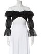 Cult Gaia Off-The-Shoulder Three-Quarter Sleeve Crop Top