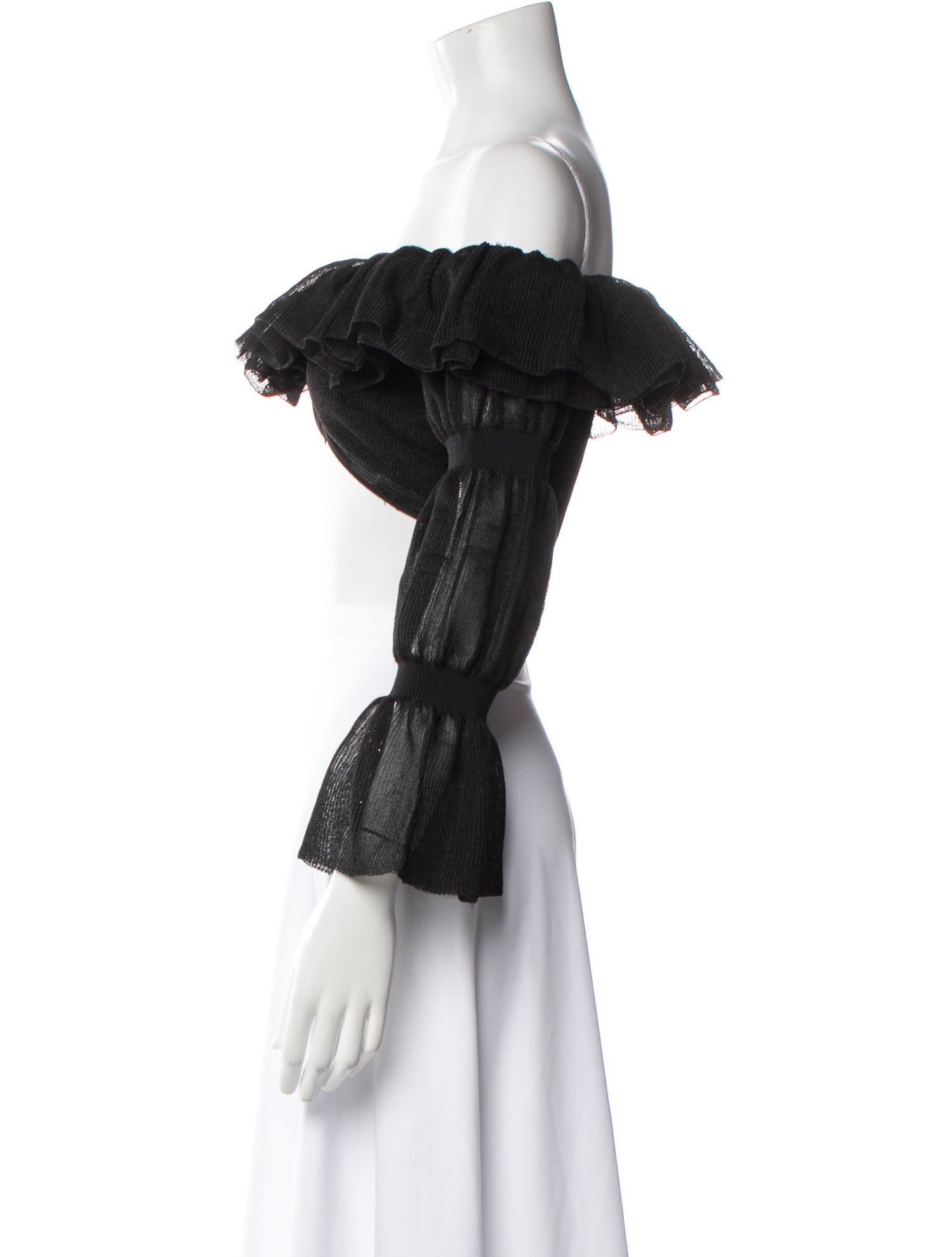 Cult Gaia Off-The-Shoulder Three-Quarter Sleeve Crop Top