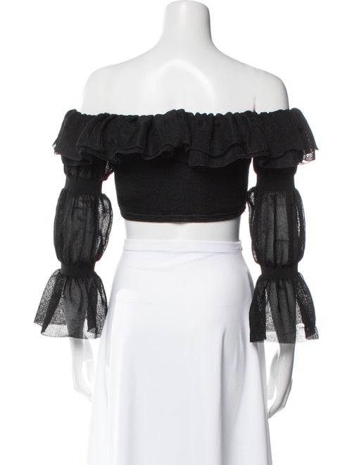 Cult Gaia Off-The-Shoulder Three-Quarter Sleeve Crop Top