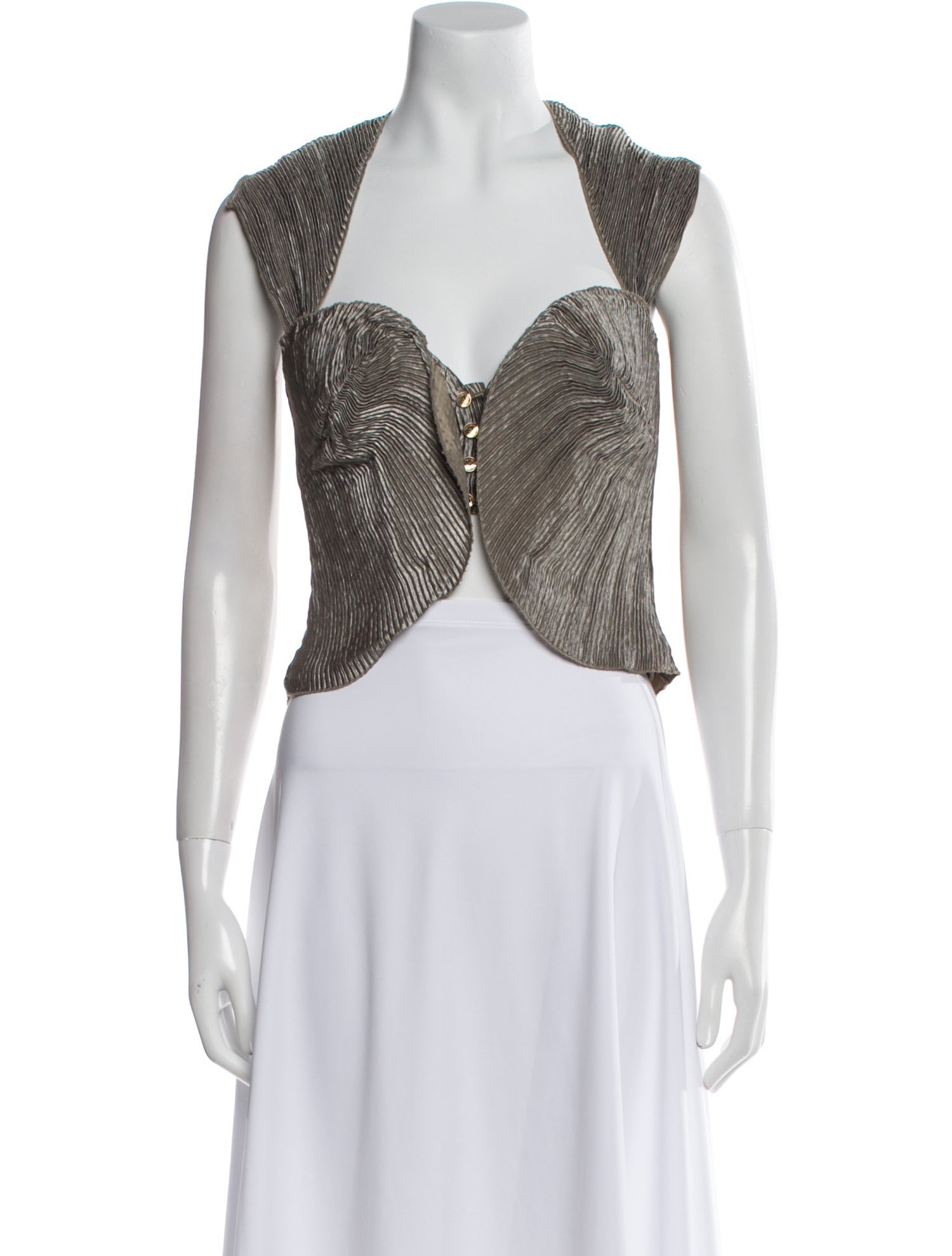 Cult Gaia Lace Pattern V-Neck Crop Top