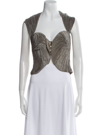 Cult Gaia Lace Pattern V-Neck Crop Top