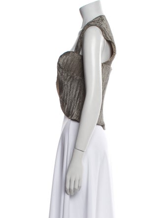 Cult Gaia Lace Pattern V-Neck Crop Top