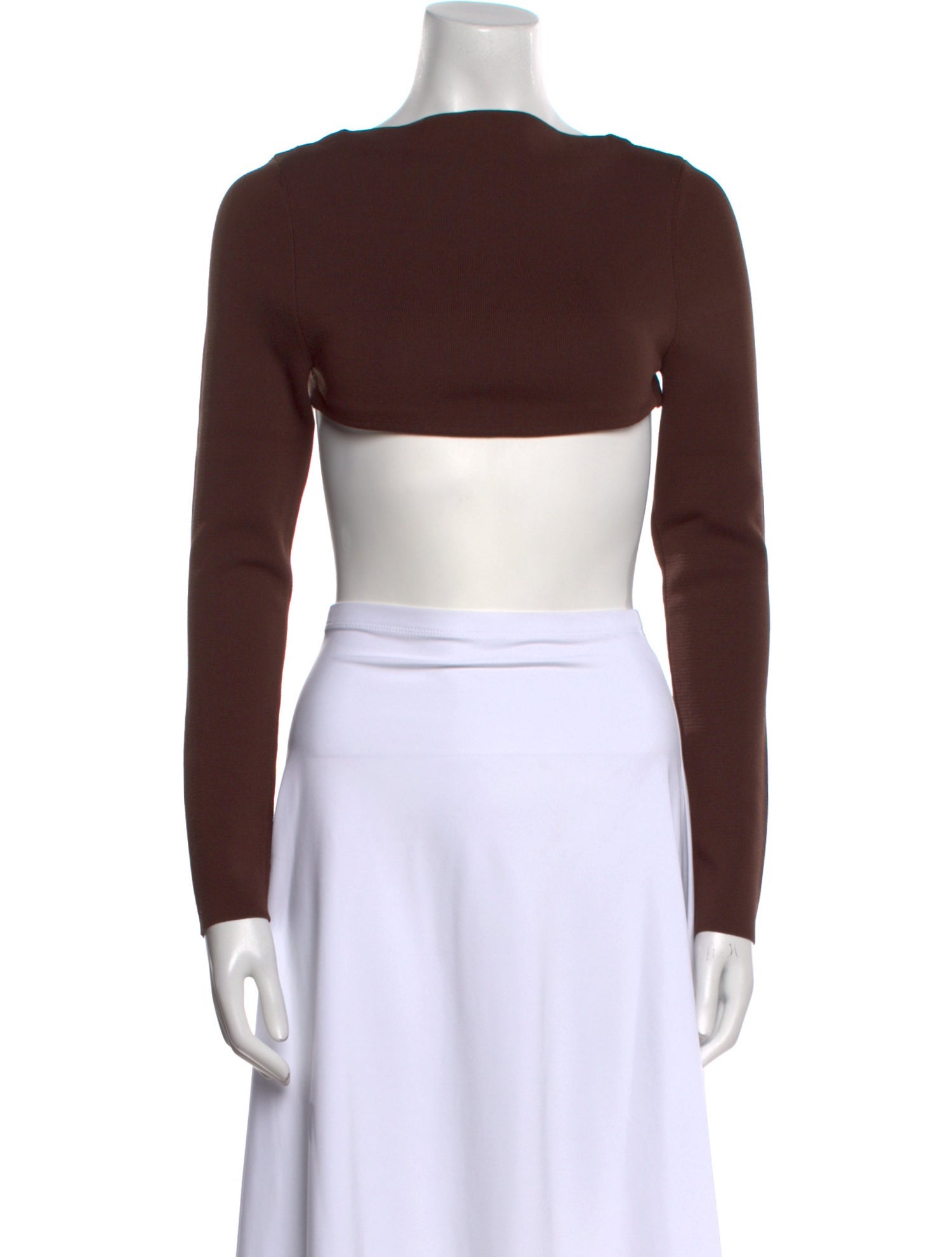 Cult Gaia Bateau Neckline Long Sleeve Crop Top