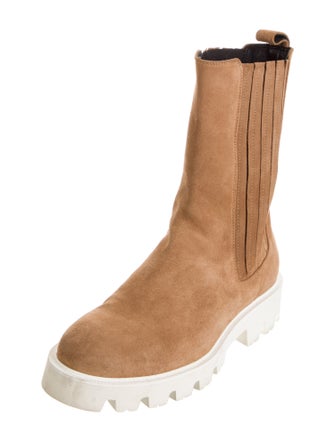Cult Gaia Suede Colorblock Pattern Rain Boots