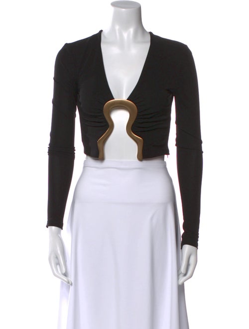 Cult Gaia V-Neck Long Sleeve Crop Top