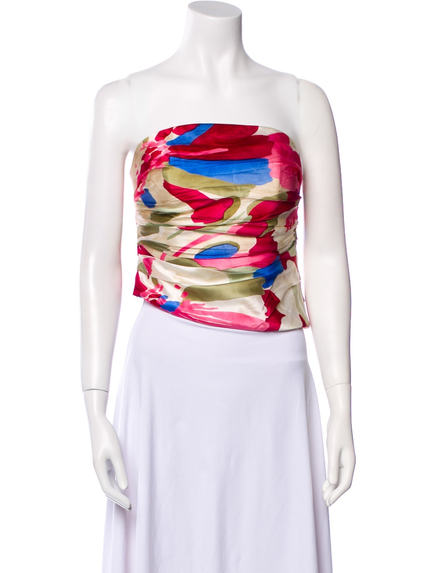 Cult Gaia Silk Printed Crop Top