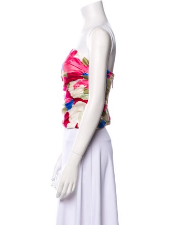 Cult Gaia Silk Printed Crop Top