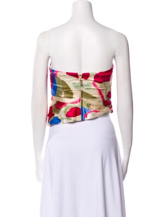 Cult Gaia Silk Printed Crop Top