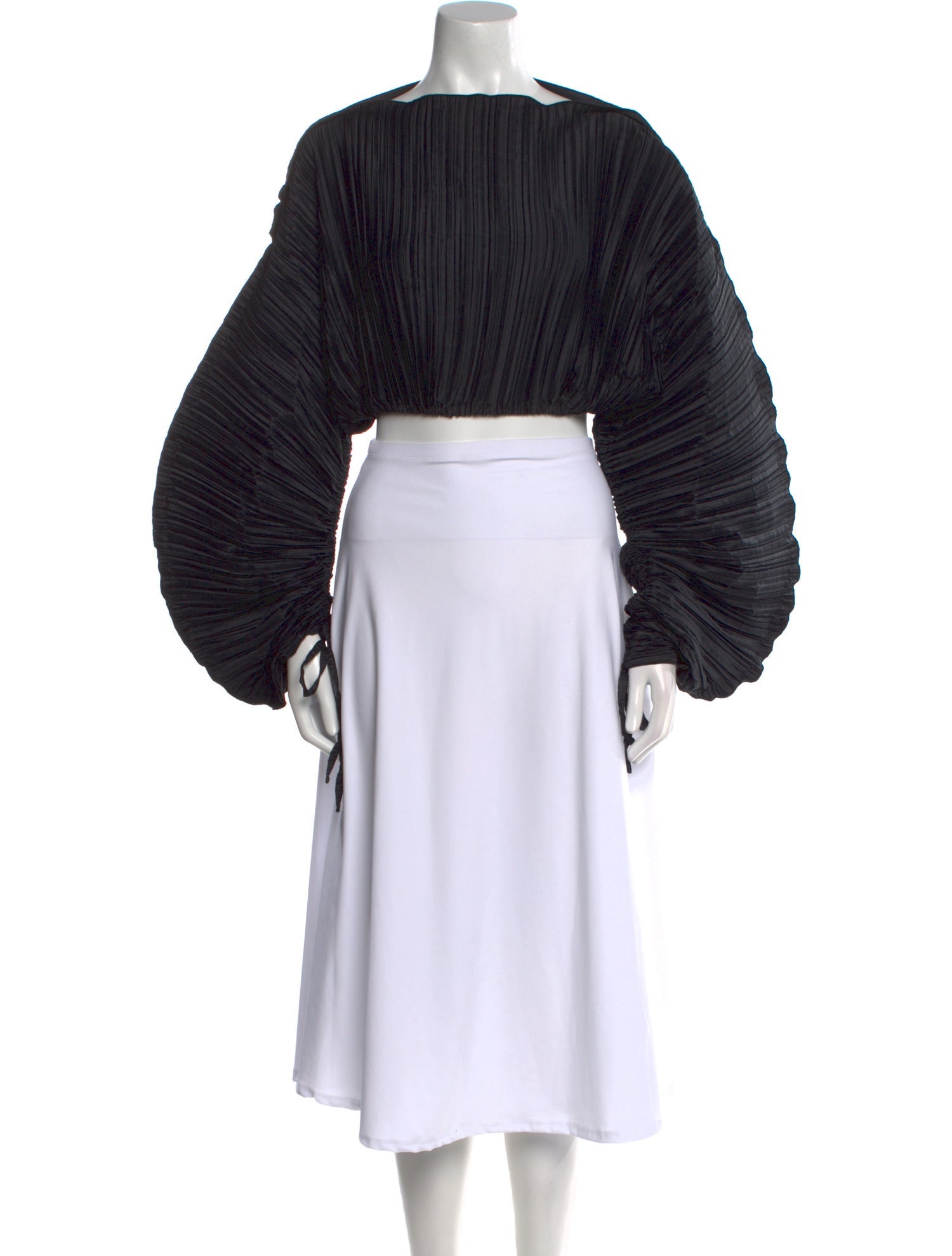 Cult Gaia Bateau Neckline Long Sleeve Crop Top