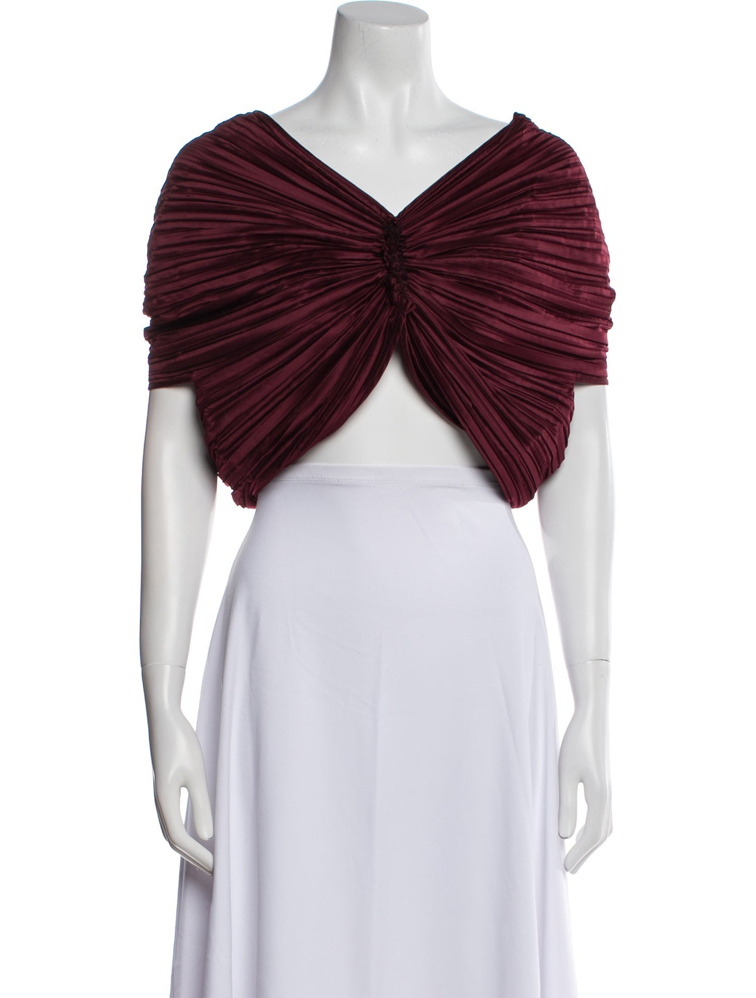 Cult Gaia V-Neck Short Sleeve Crop Top