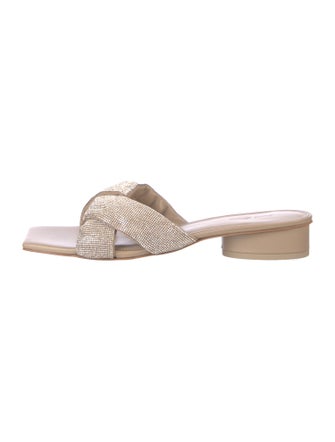 Cult Gaia Leather Printed Slides