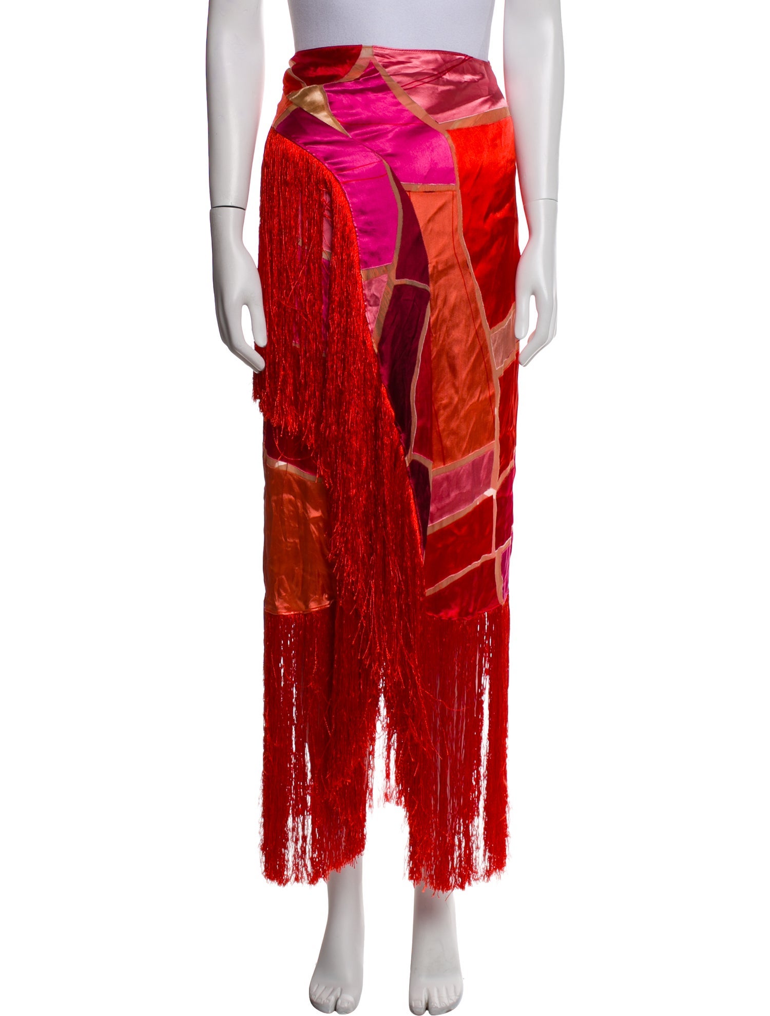 Cult Gaia Colorblock Pattern Fringe Trim Accent Cover-Up