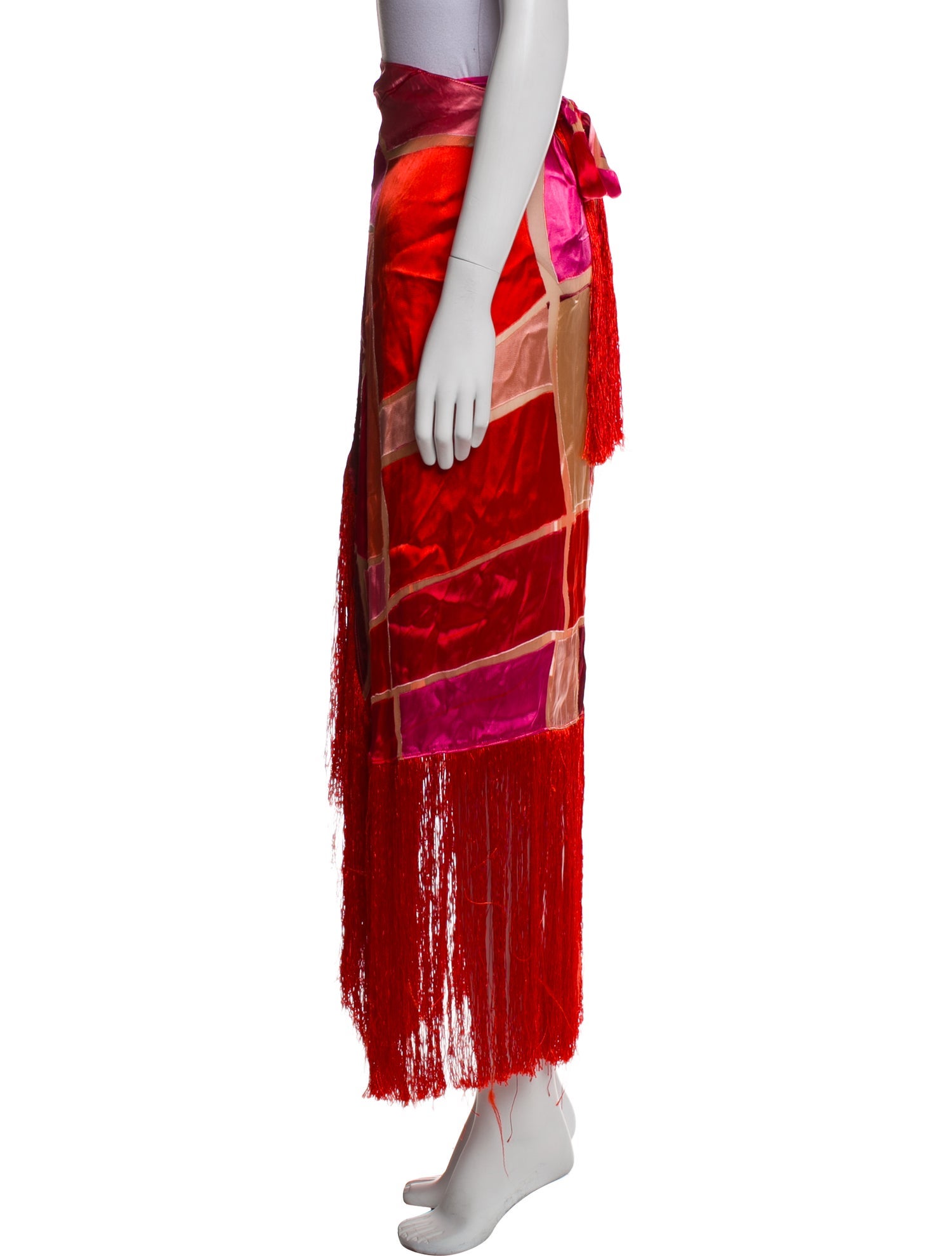 Cult Gaia Colorblock Pattern Fringe Trim Accent Cover-Up