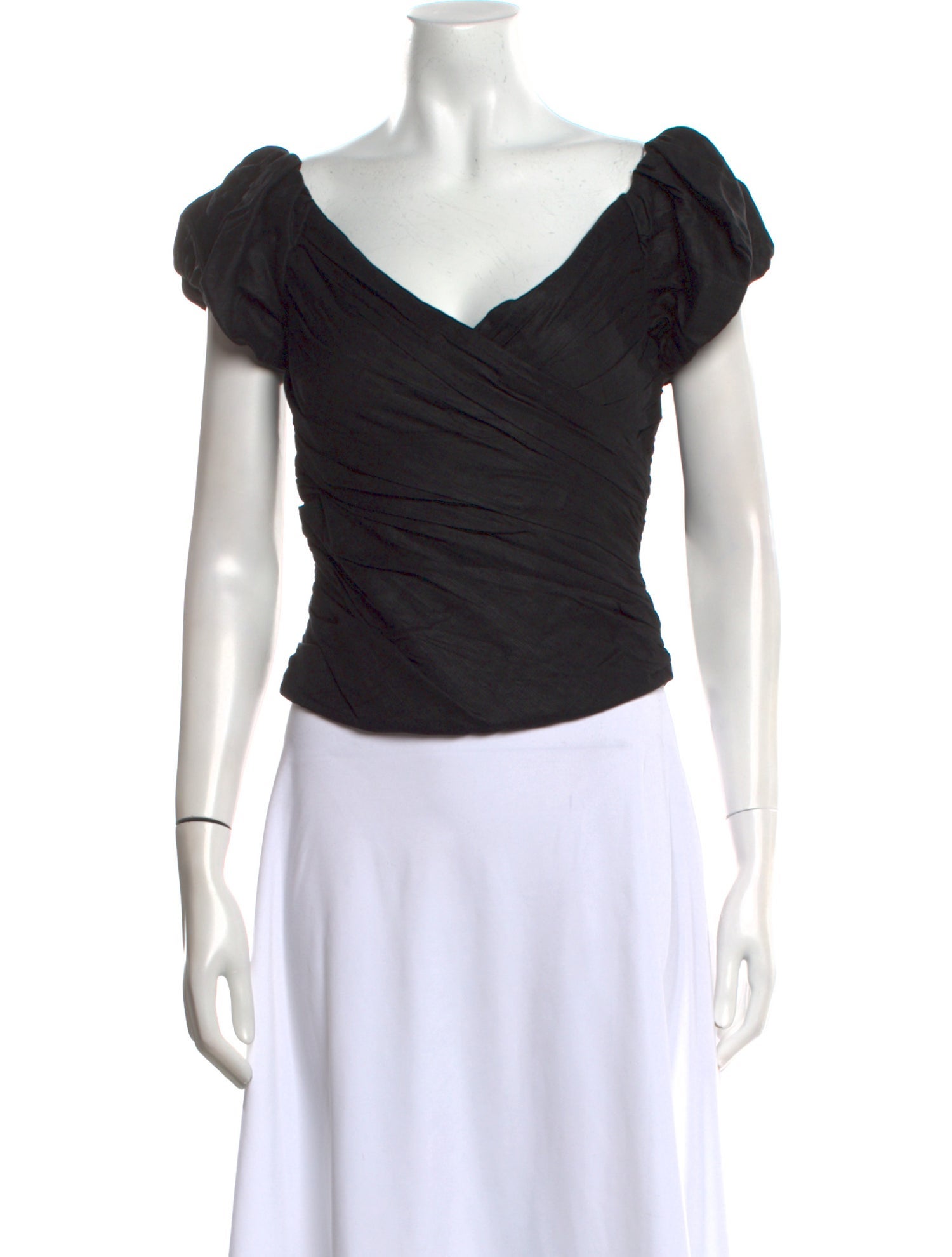 Cult Gaia V-Neck Short Sleeve Crop Top