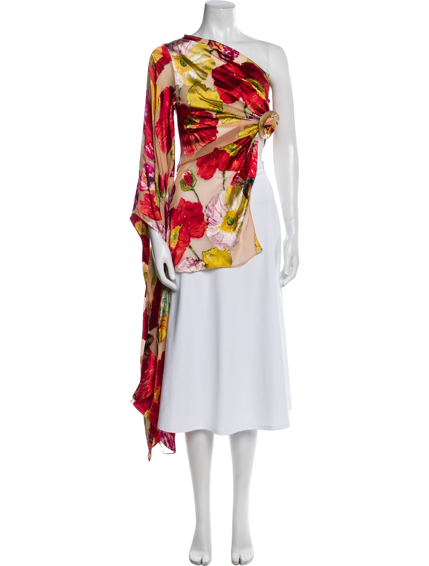Cult Gaia Floral Print One-Shoulder Tunic