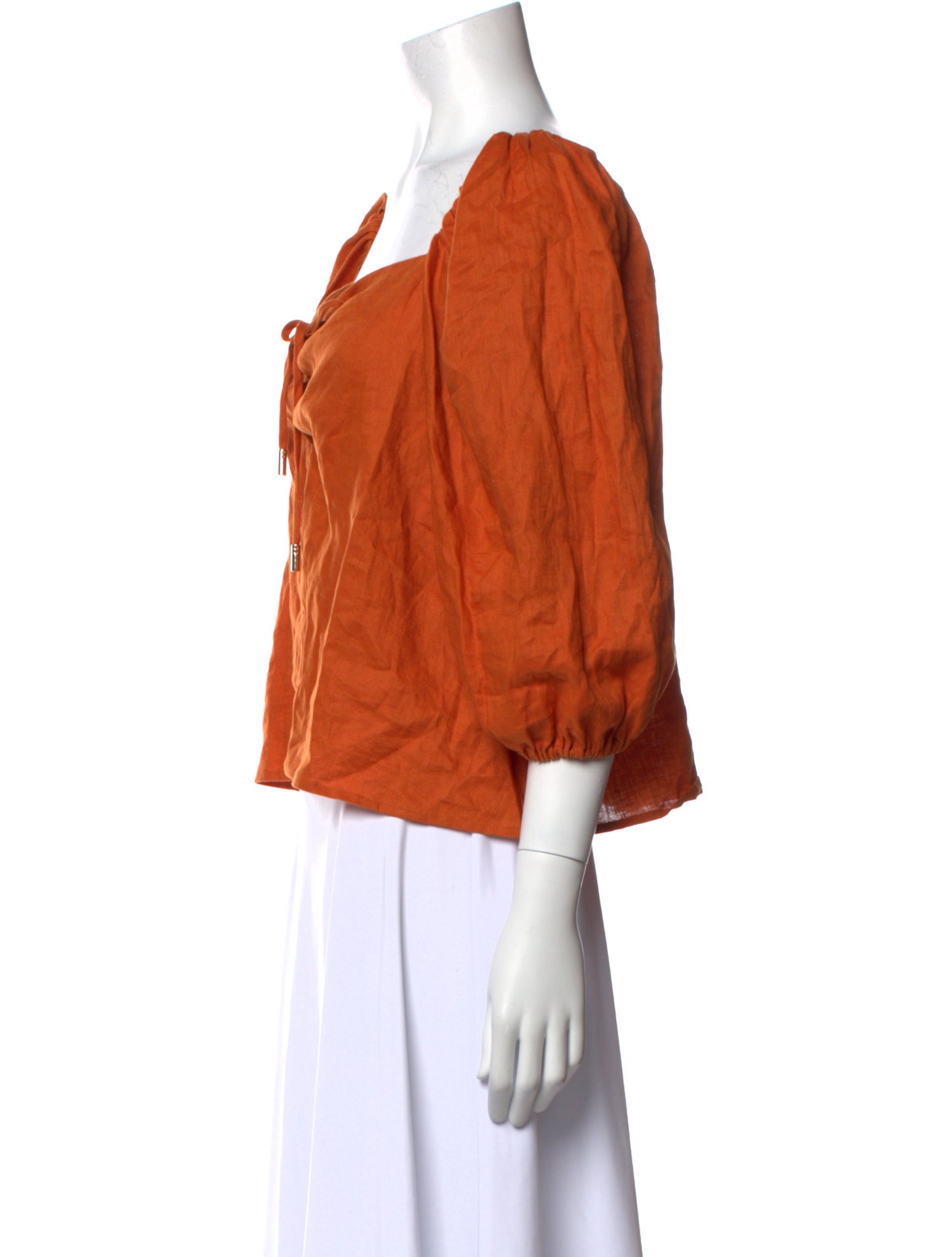 Cult Gaia Linen Square Neckline Crop Top