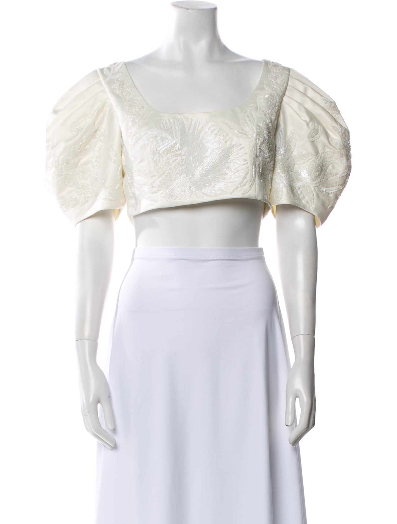 Cult Gaia Off-The-Shoulder Short Sleeve Crop Top