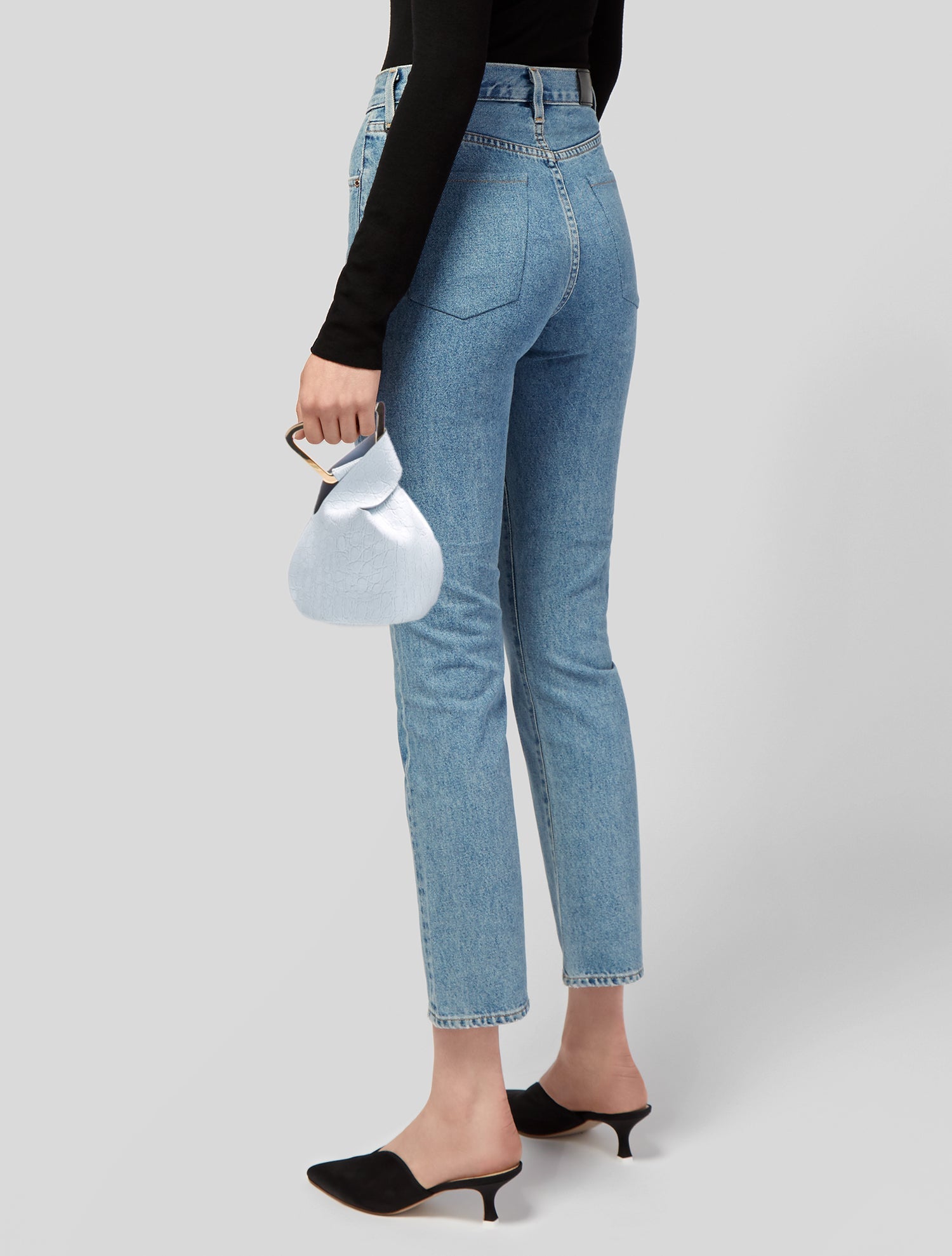 Cult Gaia Embossed Leather Top Handle Bag