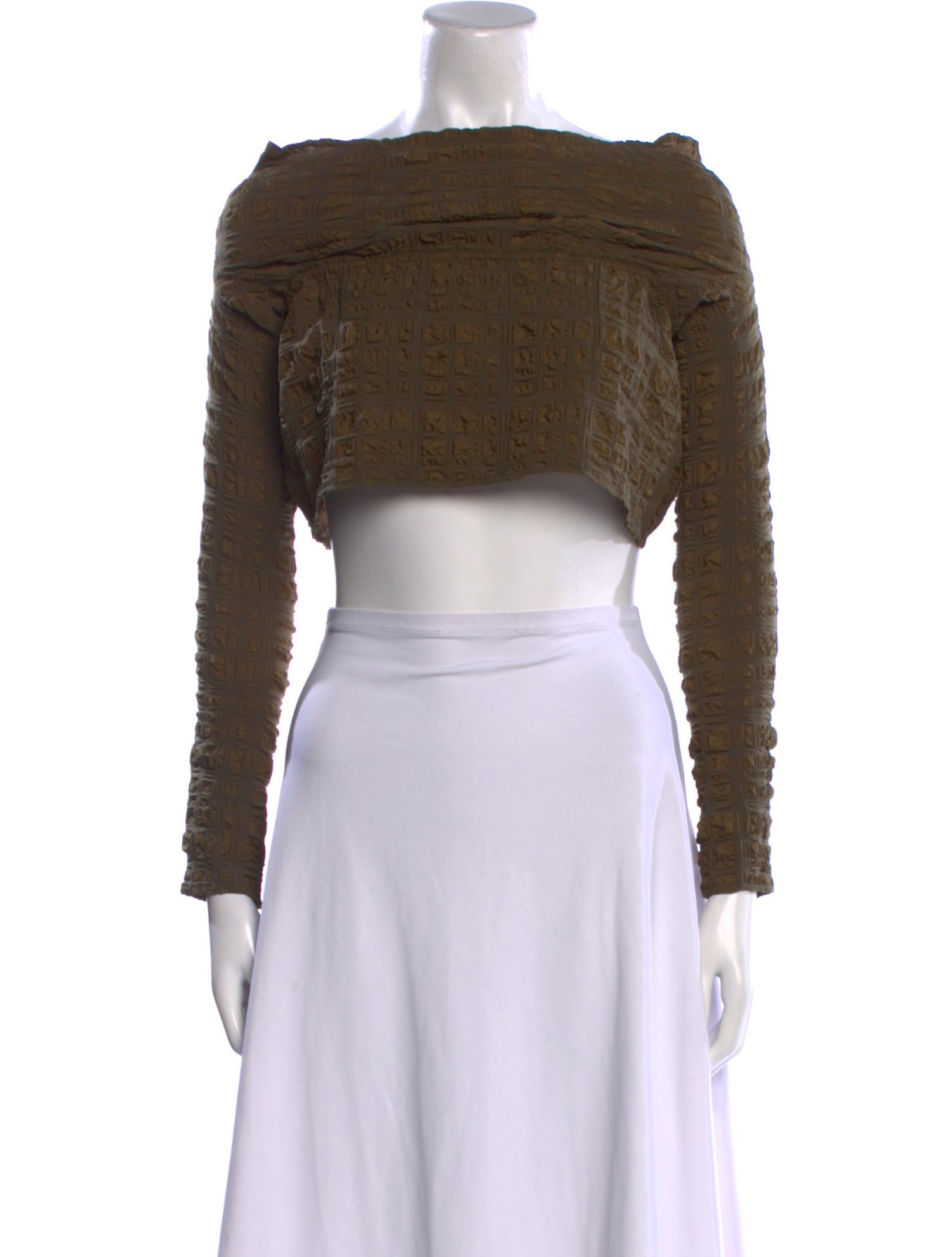 Cult Gaia Off-The-Shoulder Long Sleeve Crop Top