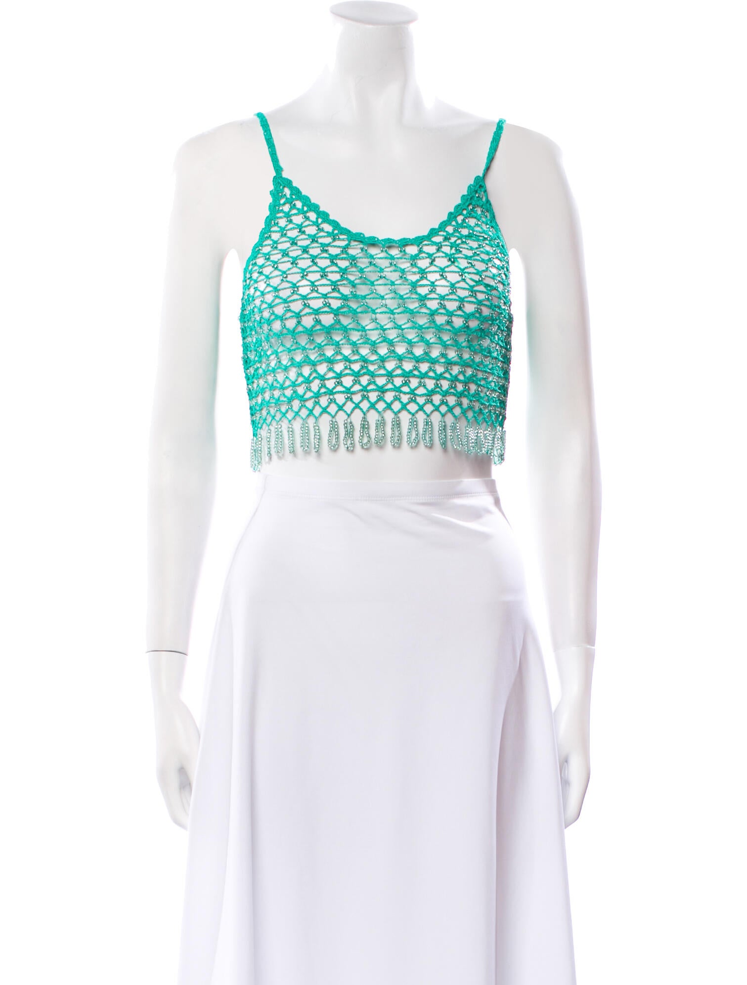 Cult Gaia Printed Scoop Neck Crop Top