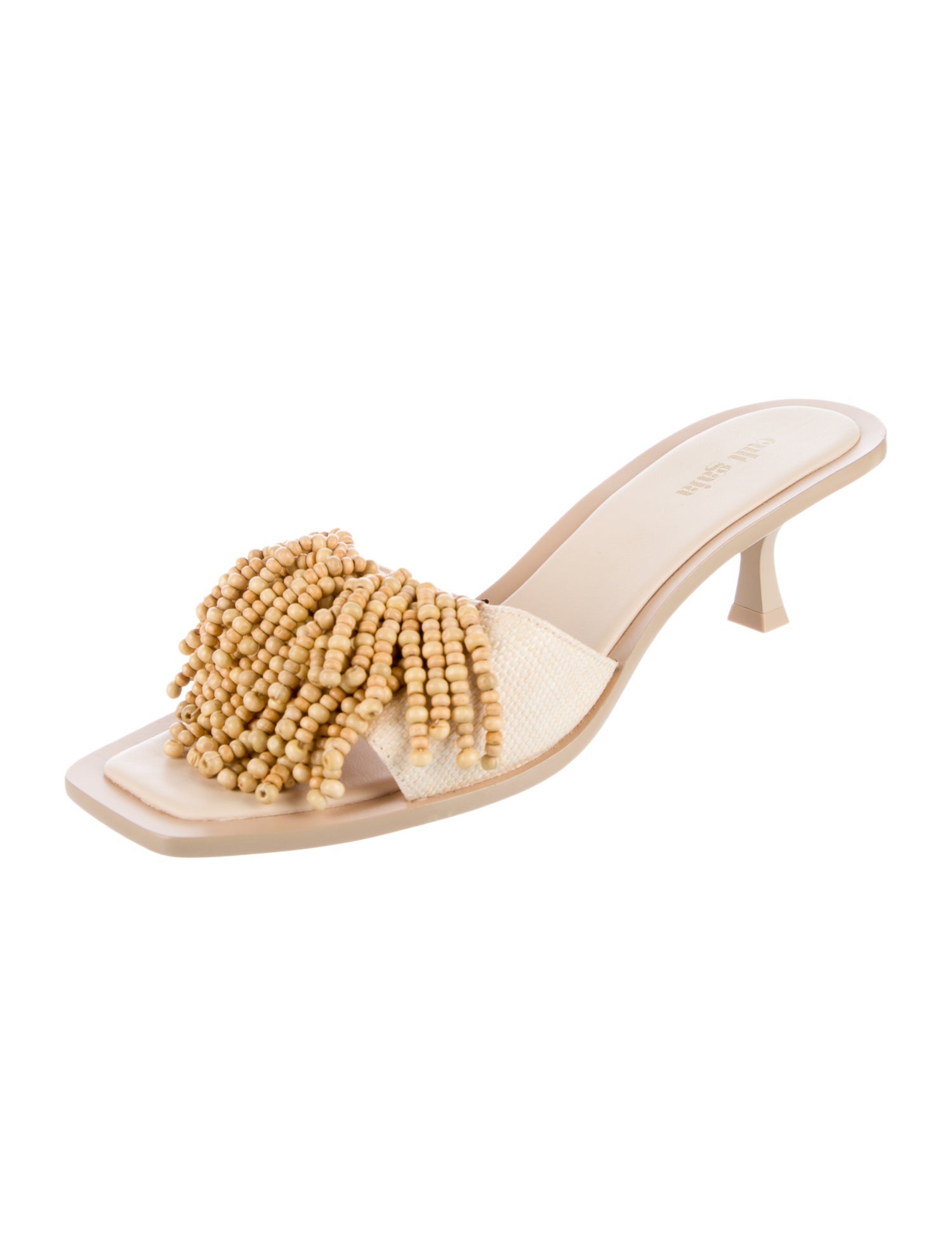 Cult Gaia Raffia Beaded Accents Mules