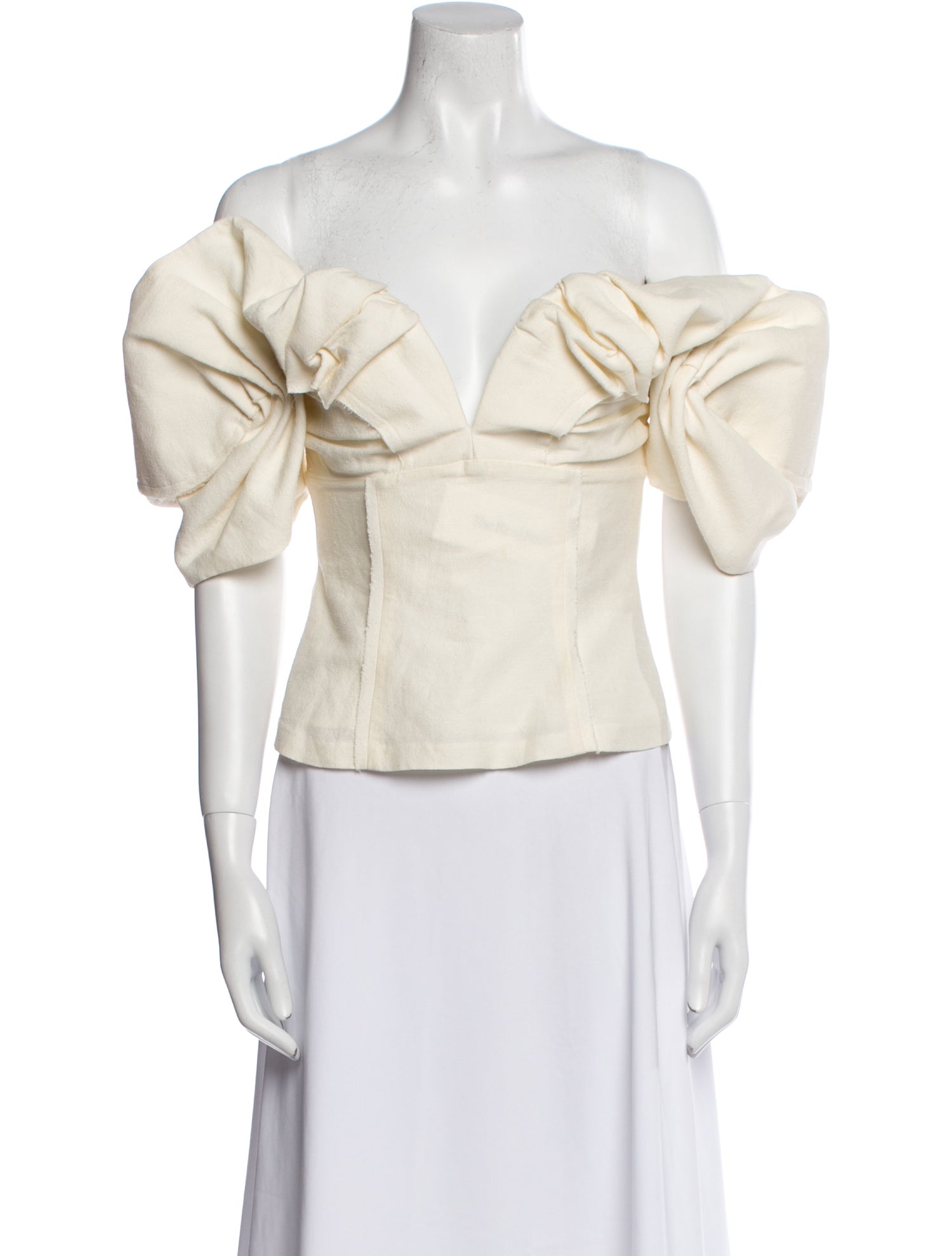 Cult Gaia Off-The-Shoulder Short Sleeve Crop Top