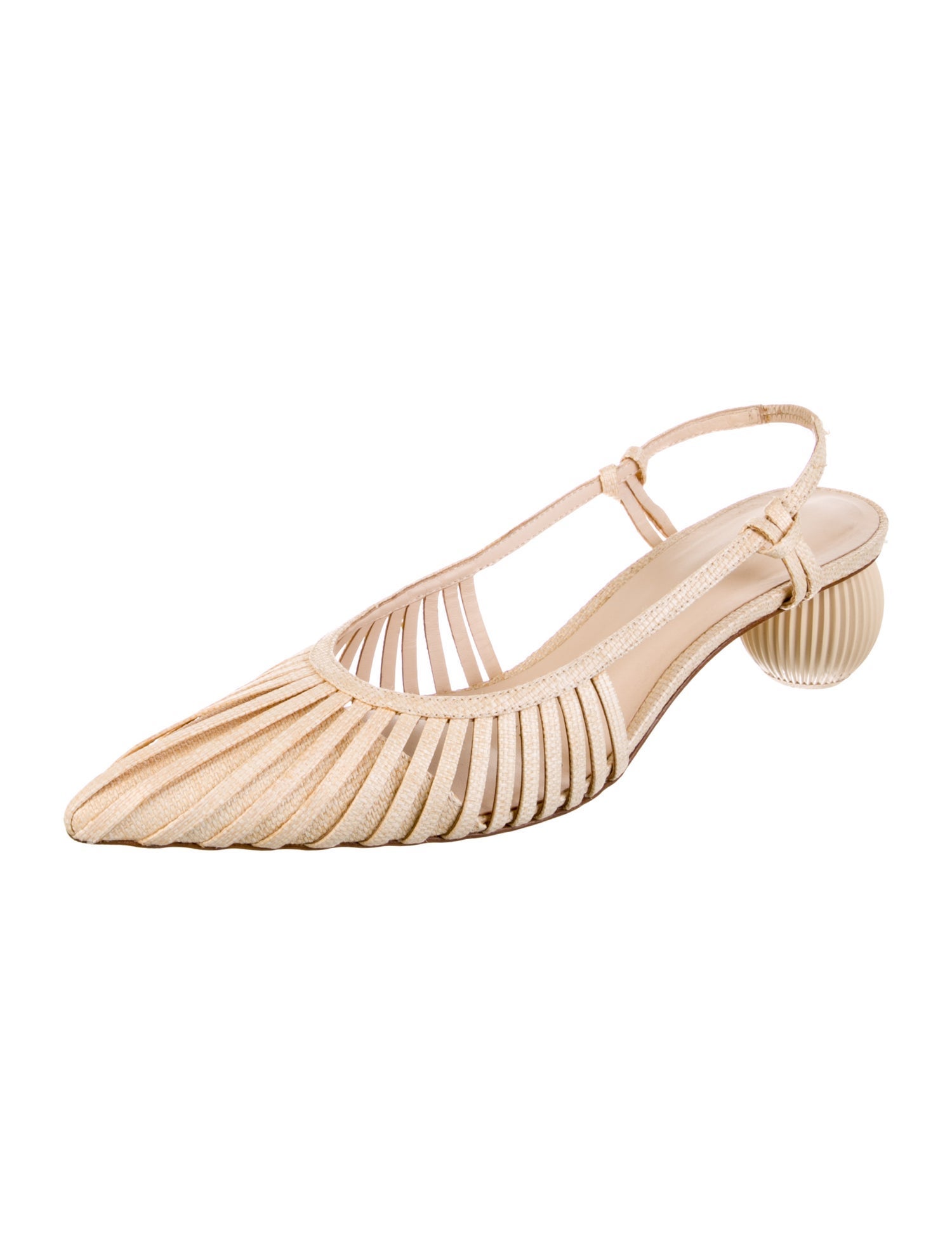 Cult Gaia Straw Cutout Accent Slingback Pumps