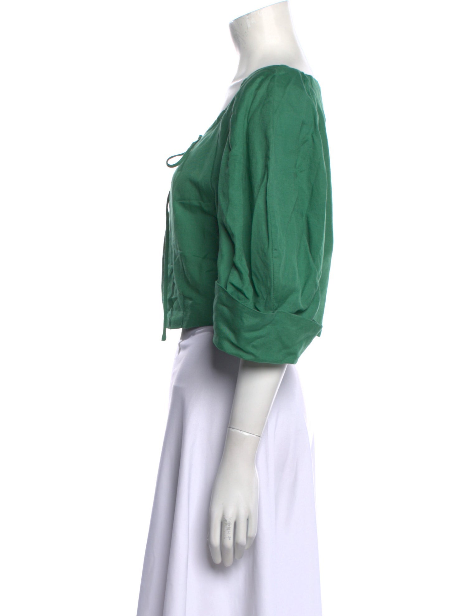 Cult Gaia Linen Scoop Neck Crop Top