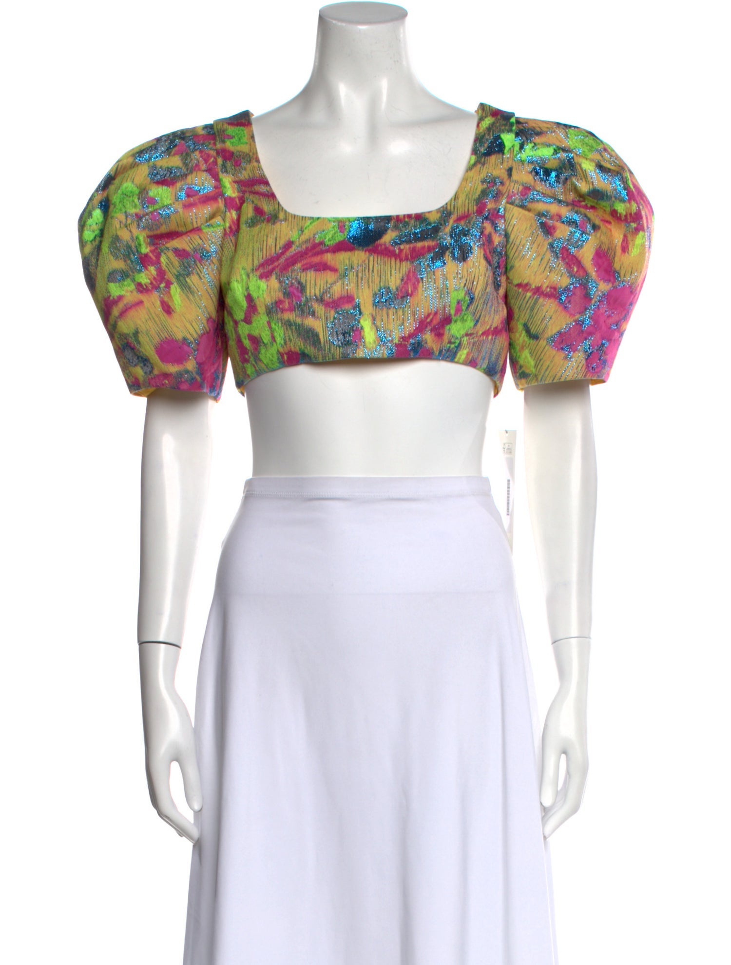 Cult Gaia Floral Print Square Neckline Crop Top w/ Tags