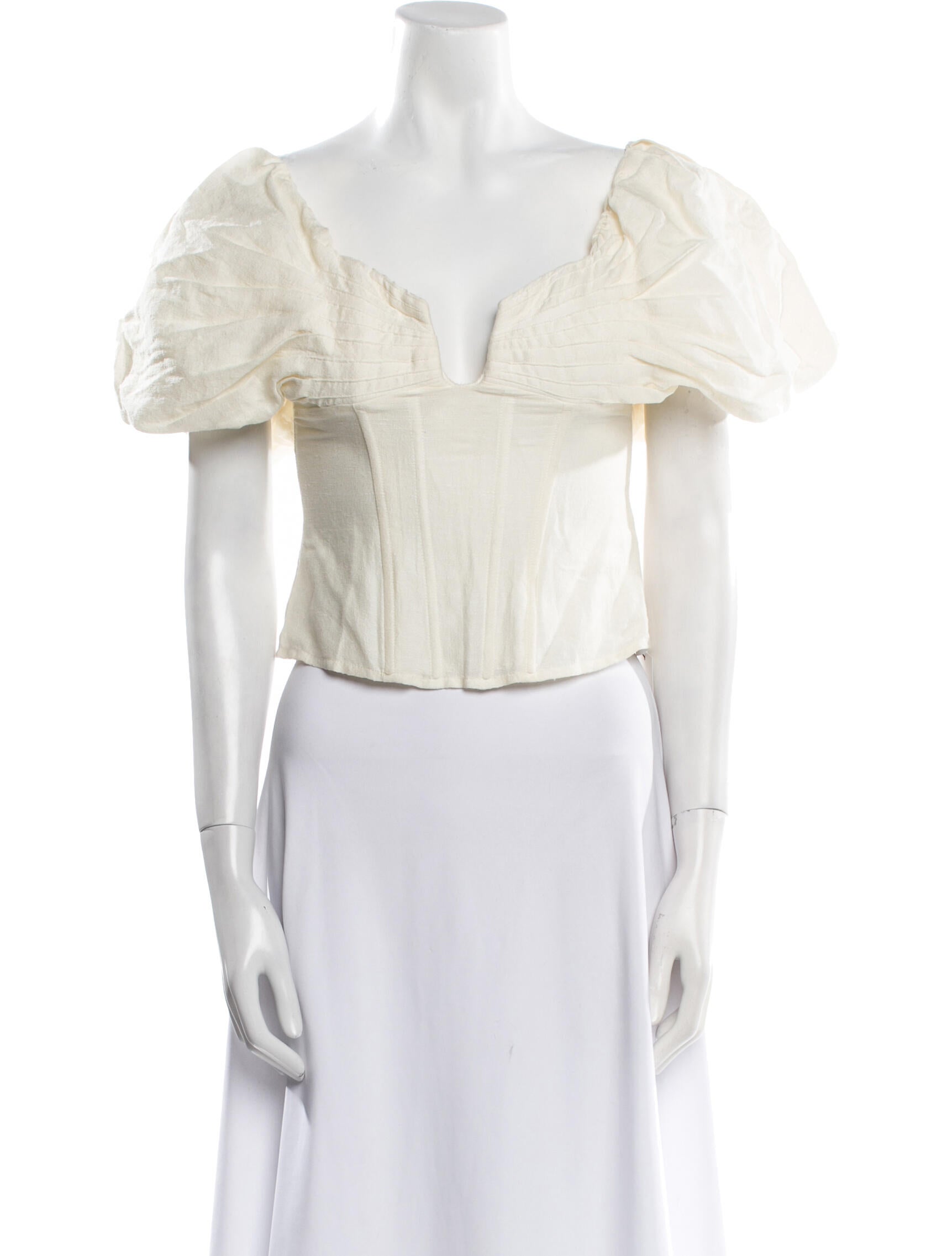 Cult Gaia V-Neck Short Sleeve Crop Top