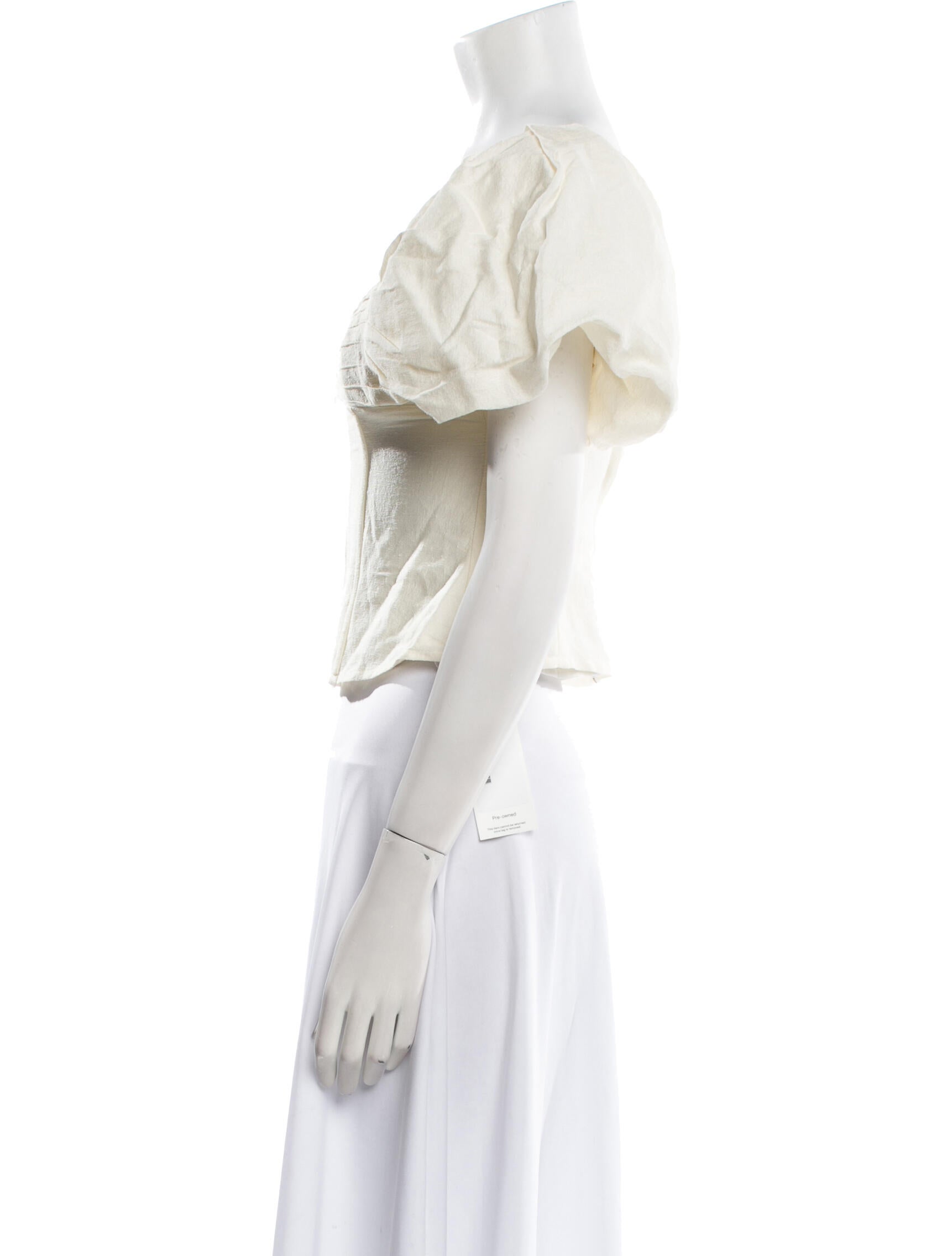 Cult Gaia V-Neck Short Sleeve Crop Top