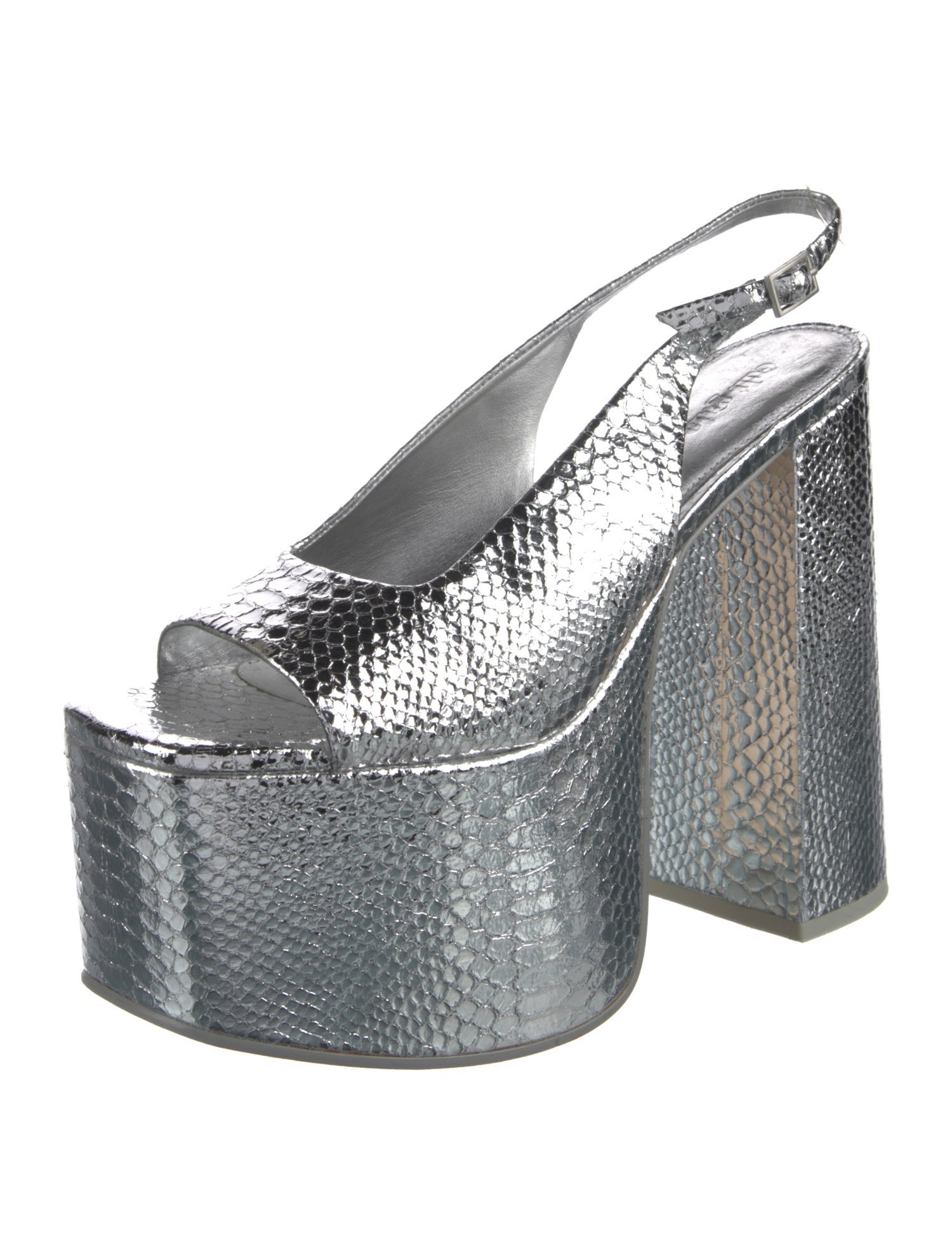 Cult Gaia Embossed Leather Slingback Sandals